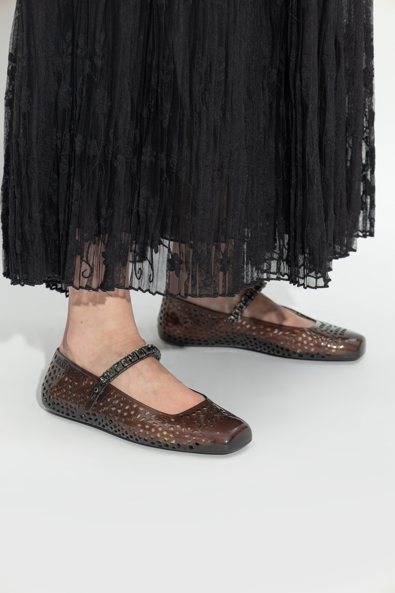 フラットシューズ JIMMY CHOO Slate Rubber The Jelly Ballerinas The Jelly | Light Verde Jelly Ballerina Flats with Crystal
